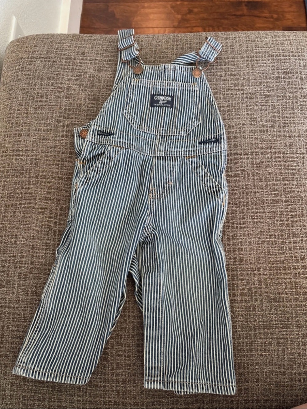 OshKosh B'gosh Navy & White Pinstripe Denim Overalls